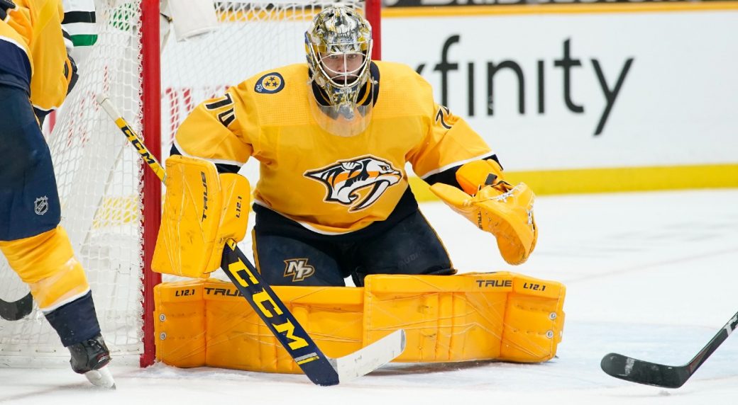 NHL goalie making save